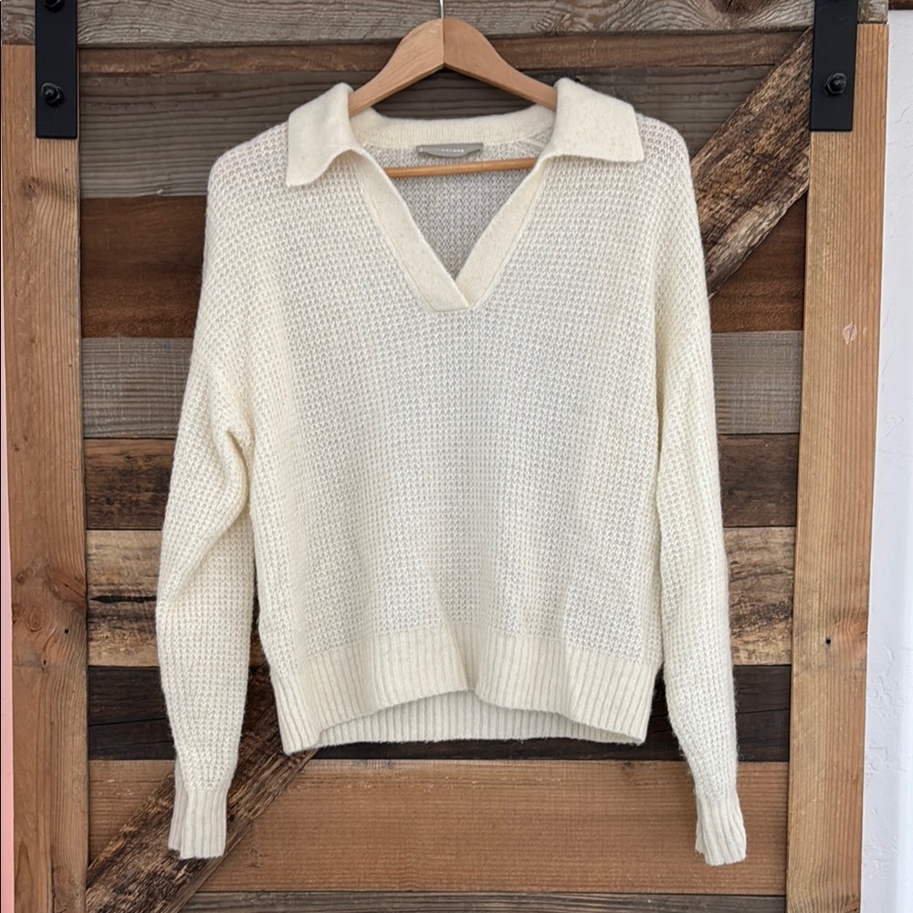 Everlane waffle knit alpaca polo sweater